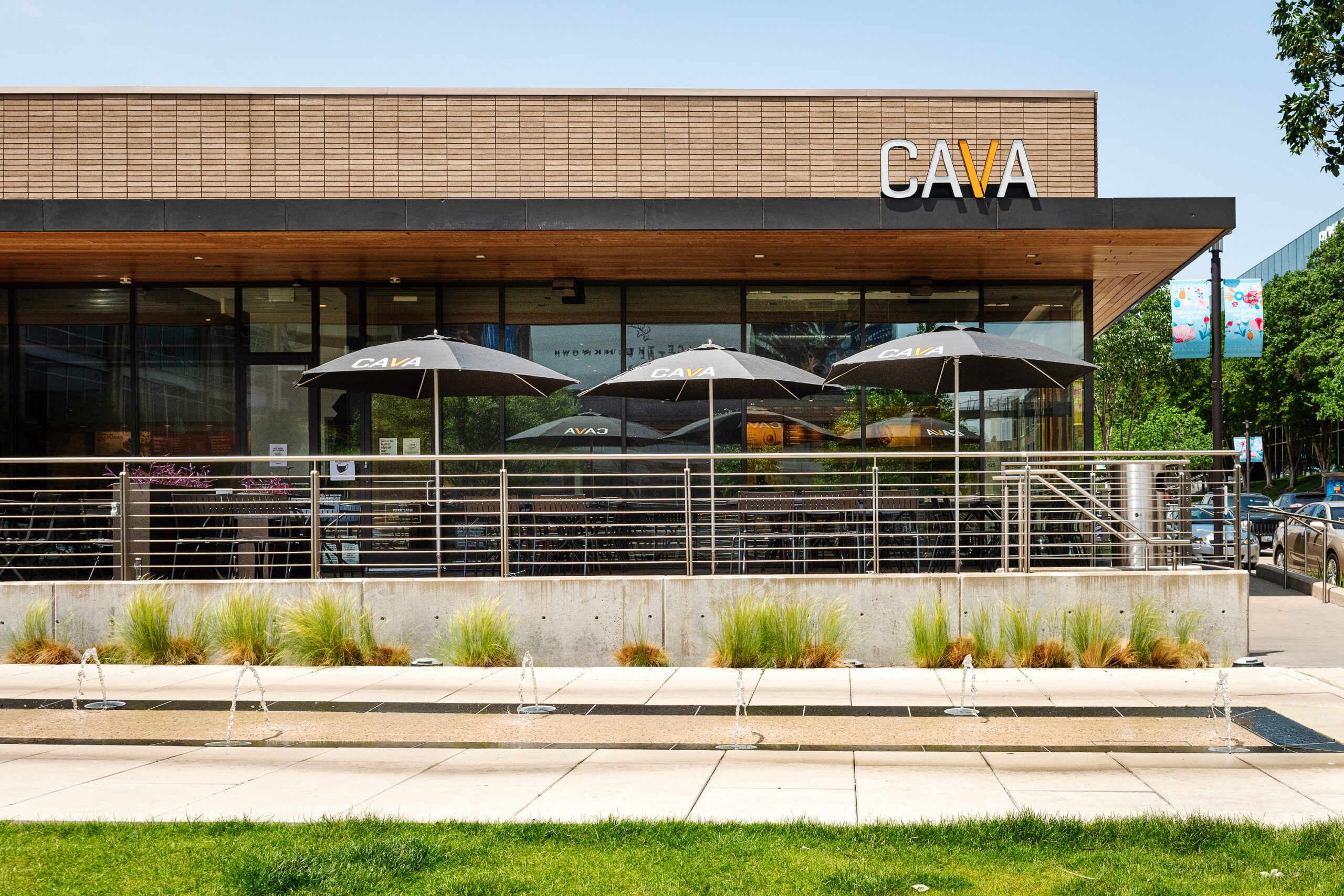 Exterior and patio of a CAVA built by VIBE Commercial