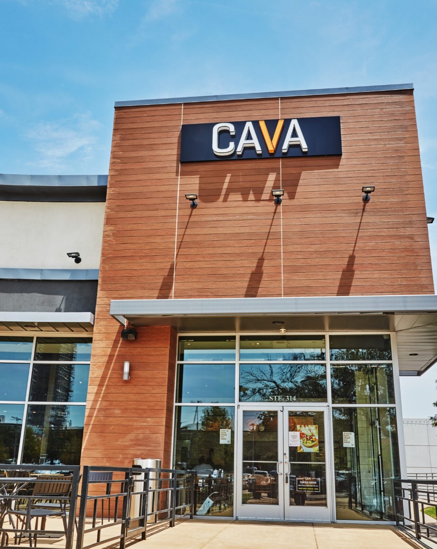CAVA Turtle Creek storefront built by VIBE Commercial