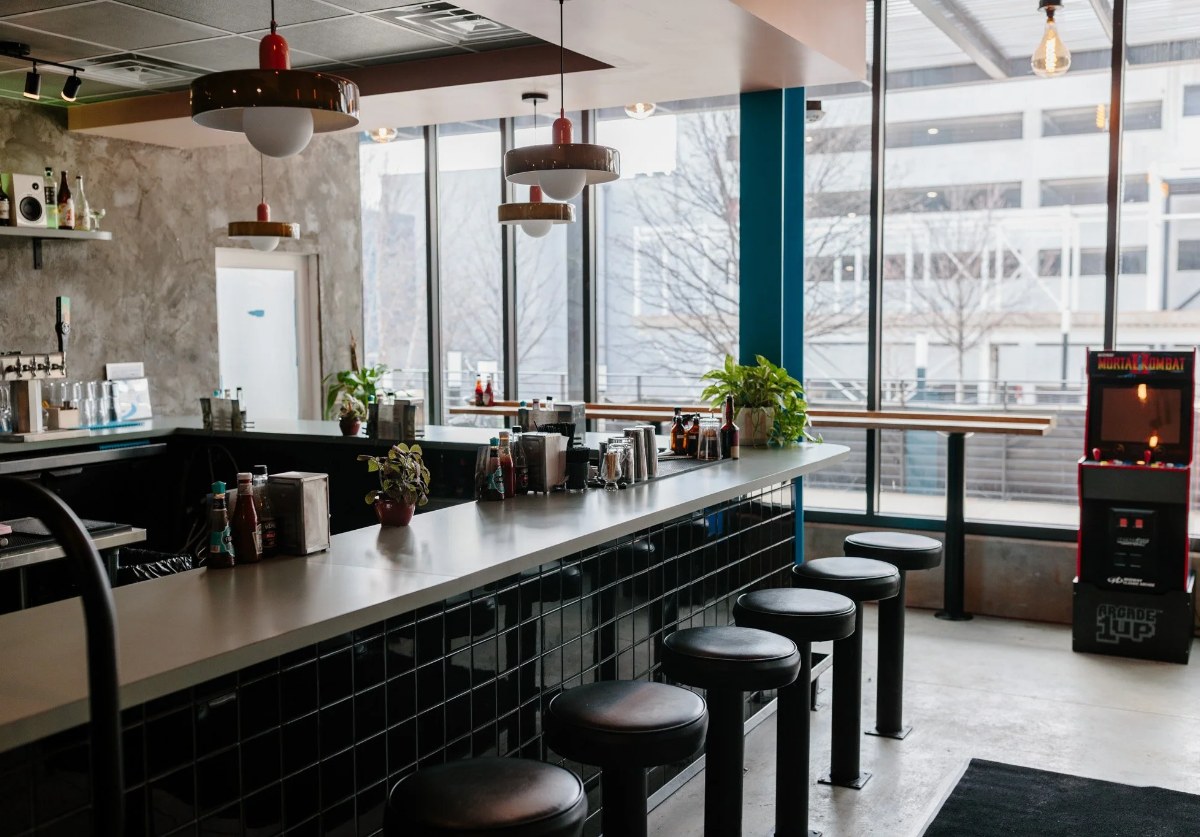 Counter and seating at Small Fry, Atlanta Dairies