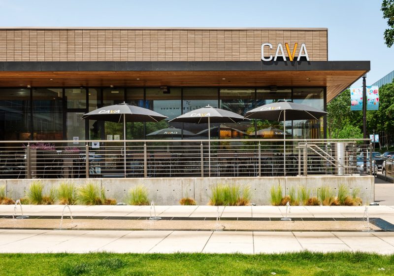 Exterior and patio of a CAVA built by VIBE Commercial