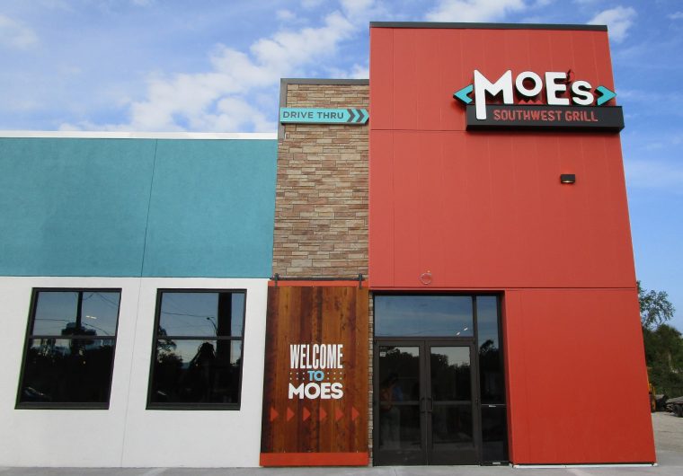 Front elevation of a Moe's Southwest Grill built by VIBE Commercial